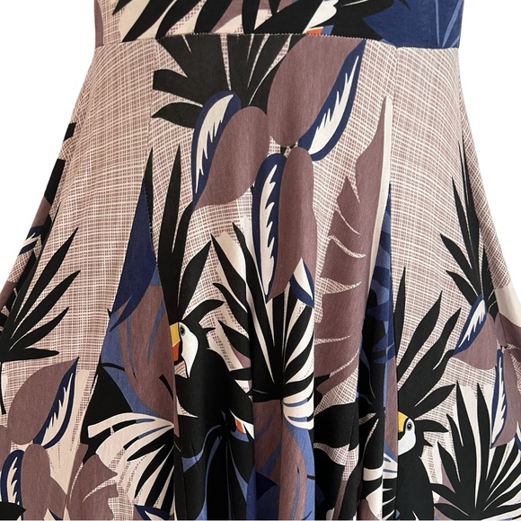 Dress tropical vacation toucan print V neck faux wrap front size Med Brazil - Picture 6 of 16